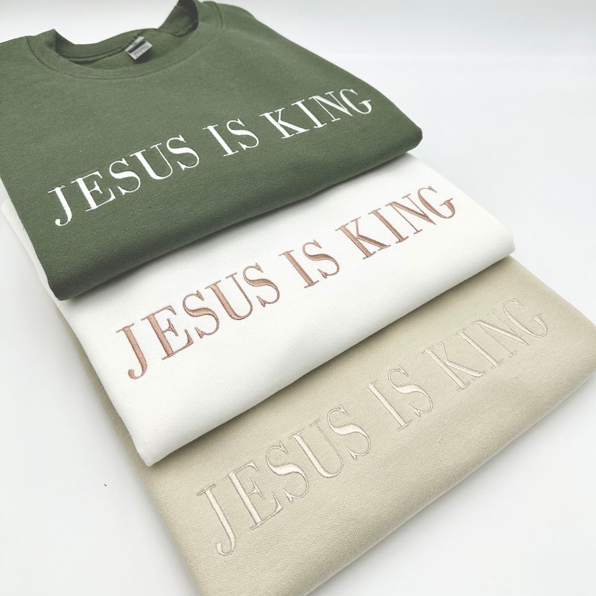 Jesus Is King Embroidered Sweatshirt