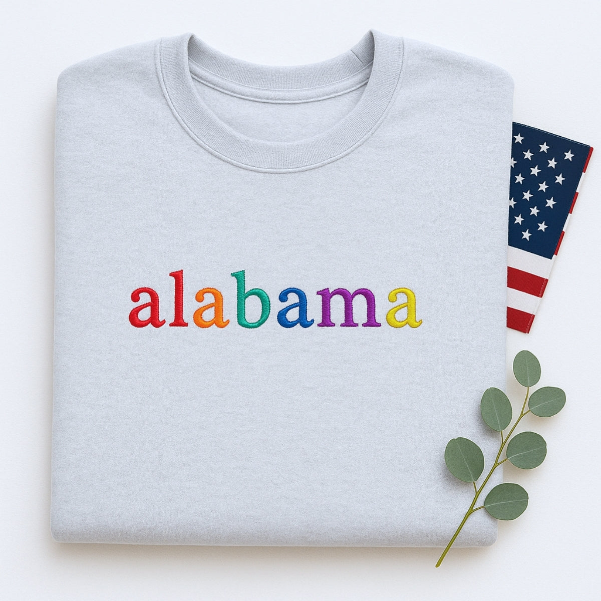 Personalized Alabama State Hoodie - Embroidered Rainbow Letters Pride