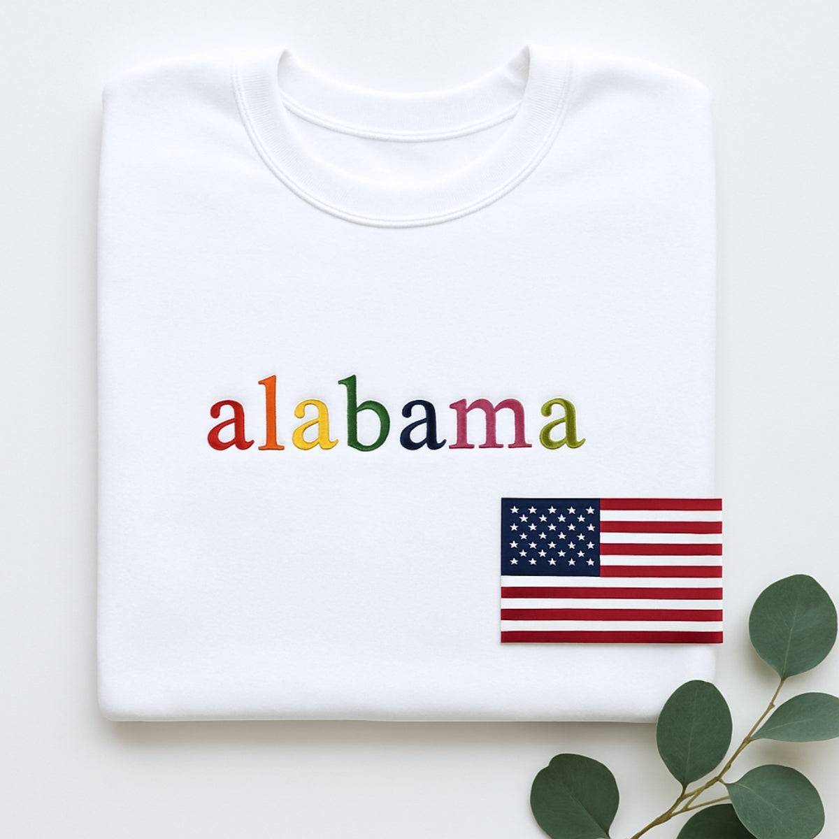 Personalized Alabama State Hoodie - Embroidered Rainbow Letters Pride