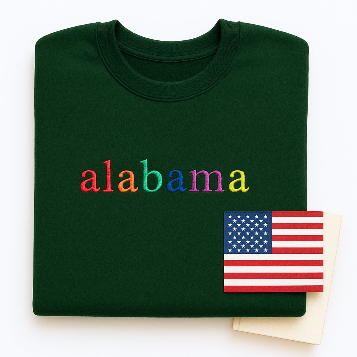 Personalized Alabama State Hoodie - Embroidered Rainbow Letters Pride