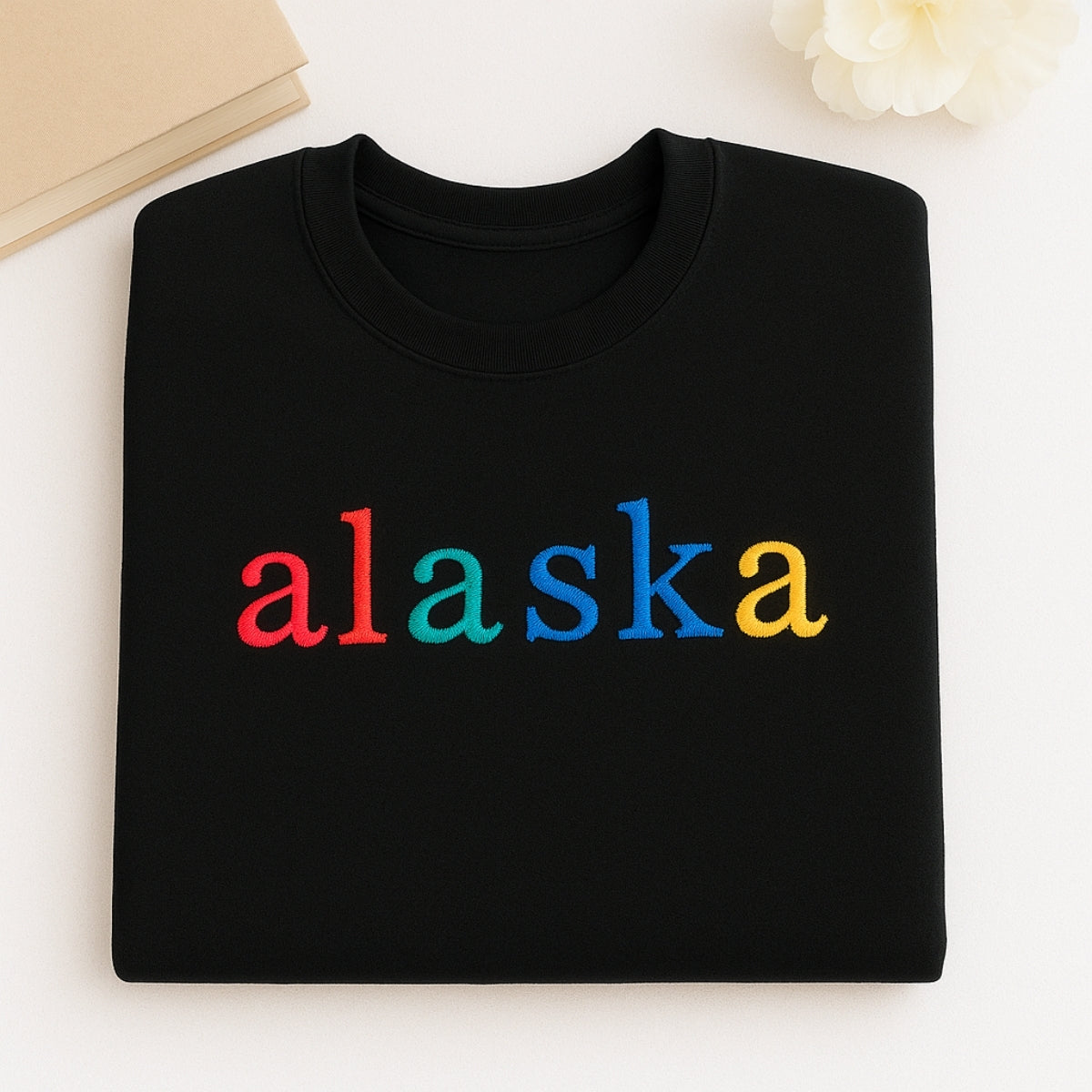 Custom Embroidered Alaska State Sweatshirt - Rainbow Last Frontier Pride
