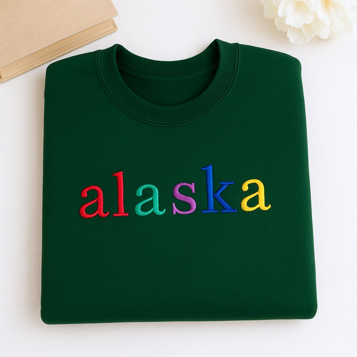 Personalized Alaska Hoodie - Embroidered Rainbow Last Frontier Pride Gift