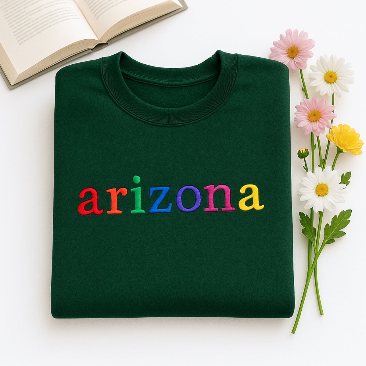 Personalized Arizona Hoodie - Embroidered Rainbow Grand Canyon Pride Gift