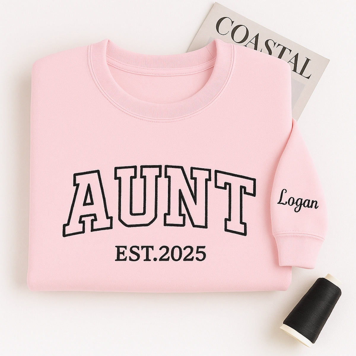 Personalized Aunt Hoodie - Custom Embroidered Varsity EST Year Gift
