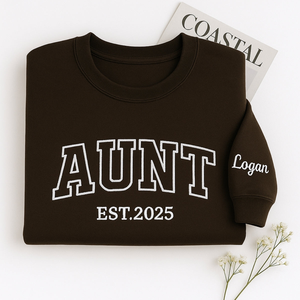 Personalized Aunt Hoodie - Custom Embroidered Varsity EST Year Gift
