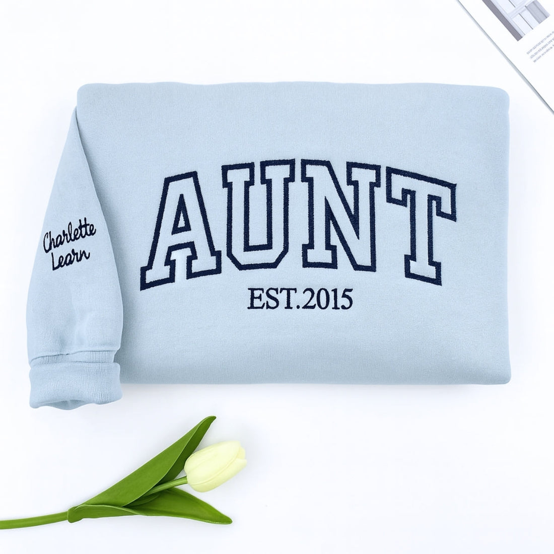 Custom Embroidered Auntie Sweatshirt - Varsity Style New Aunt Gift