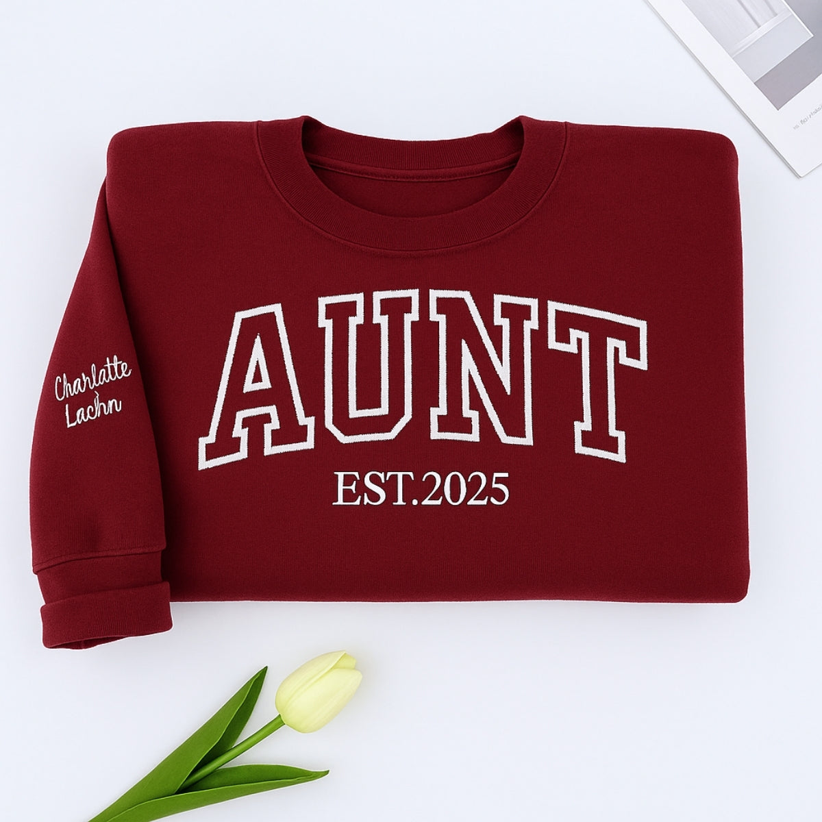 Personalized Auntie Hoodie - Custom Embroidered Varsity Style Aunt Gift