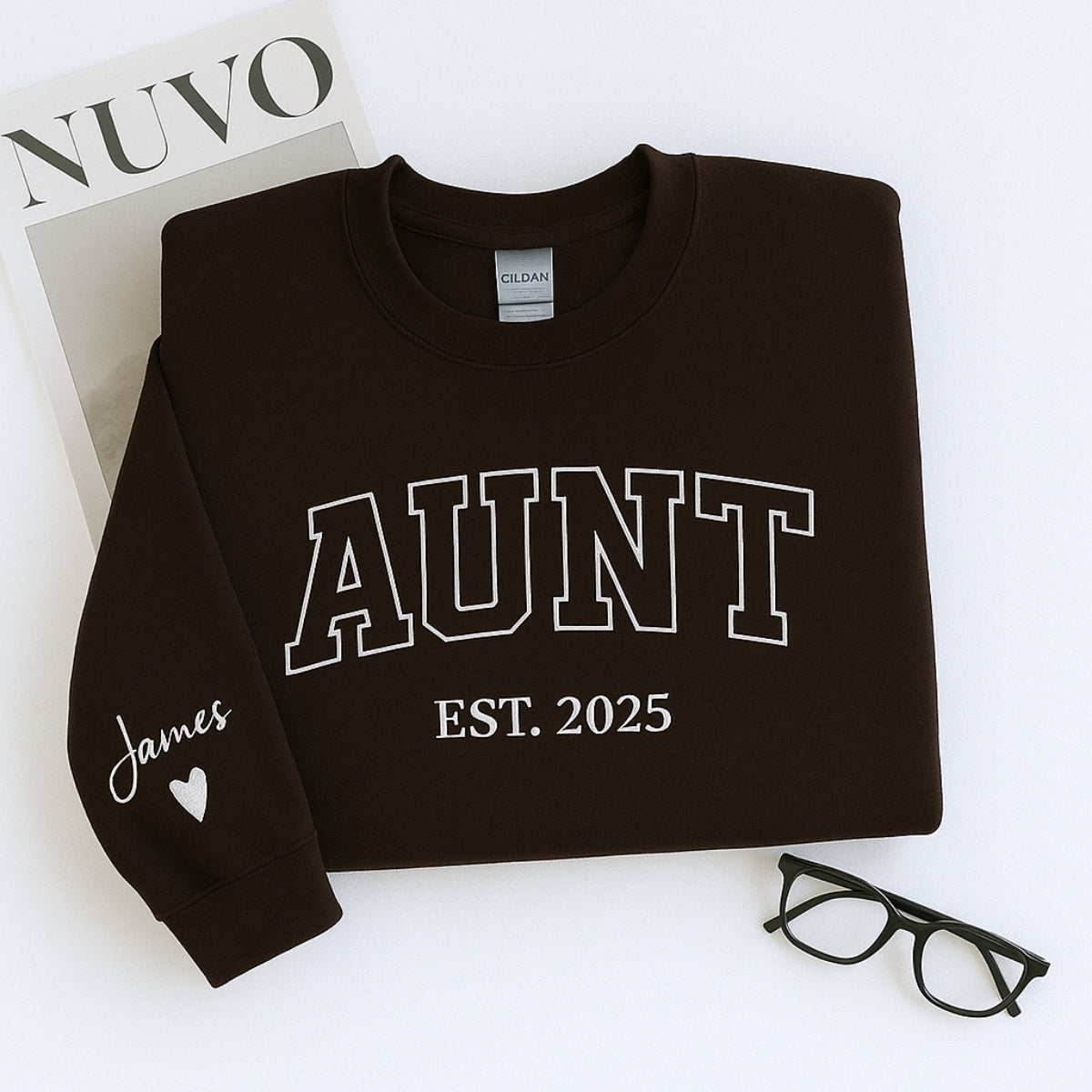 Personalized Auntie Hoodie - Custom Embroidered Varsity Style Aunt Gift
