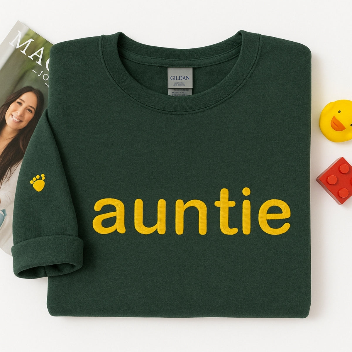 Embroidered Baby Footprint Auntie Sweatshirt - Personalized New Aunt Gift