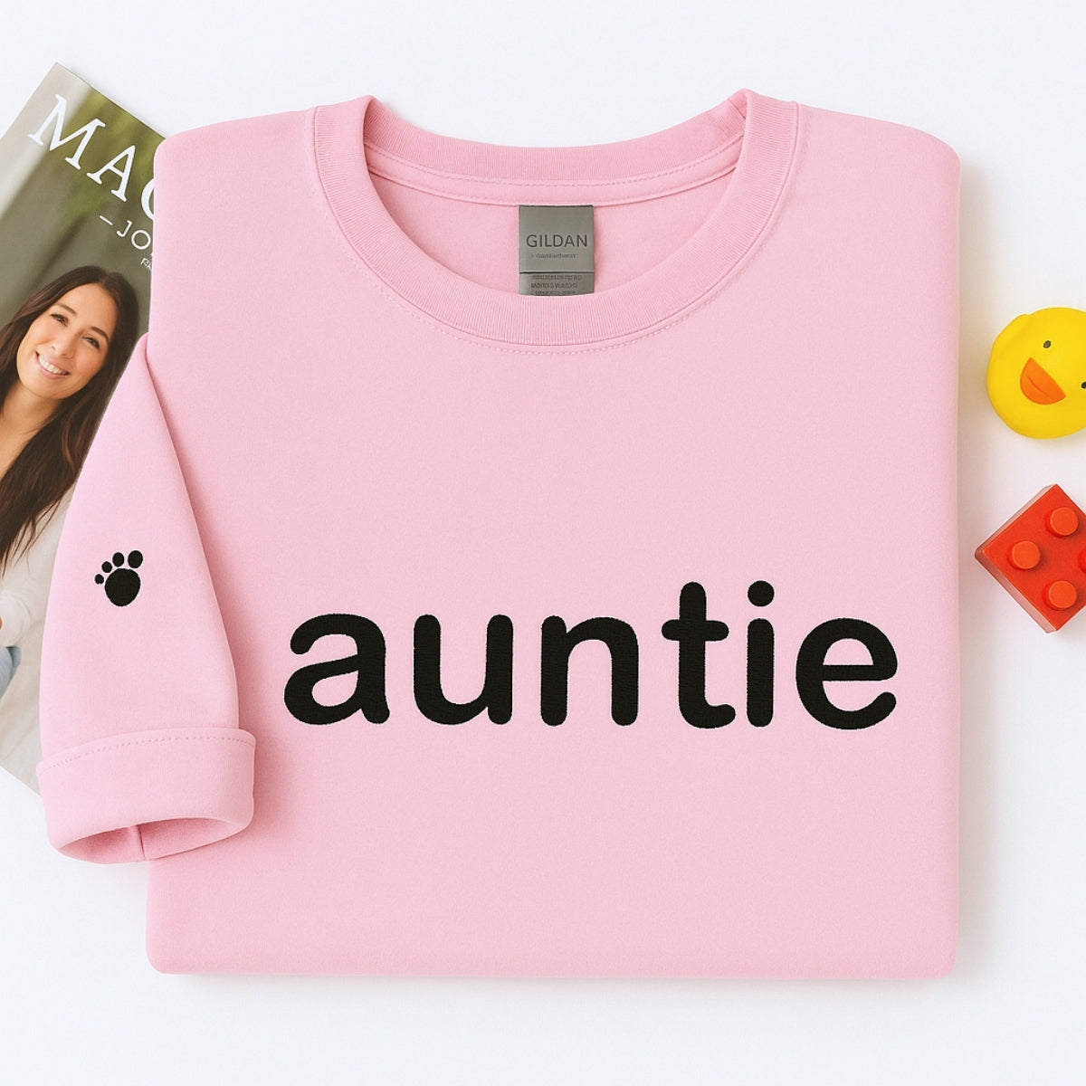 Embroidered Baby Footprint Auntie Sweatshirt - Personalized New Aunt Gift