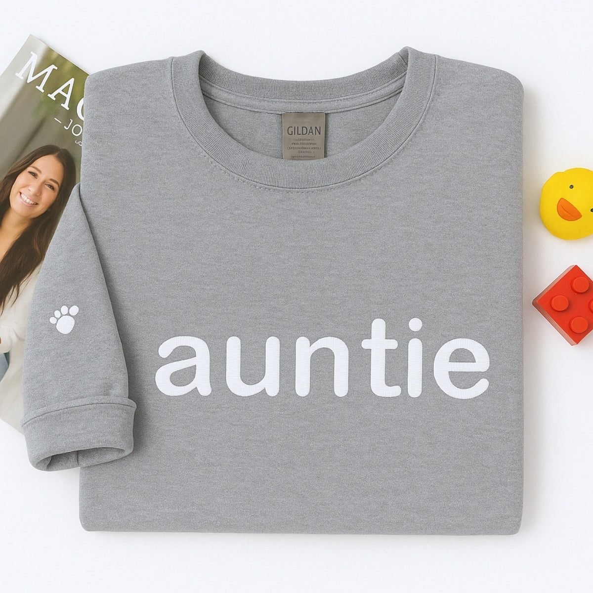 Embroidered Baby Footprint Auntie Sweatshirt - Personalized New Aunt Gift
