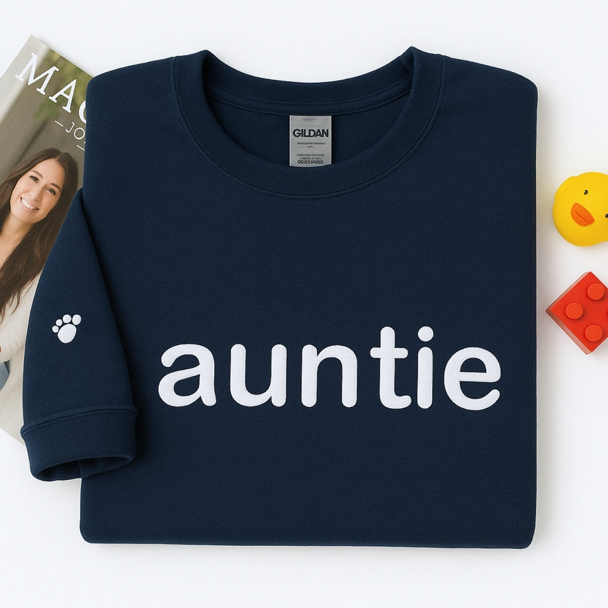 Embroidered Baby Footprint Auntie Sweatshirt - Personalized New Aunt Gift