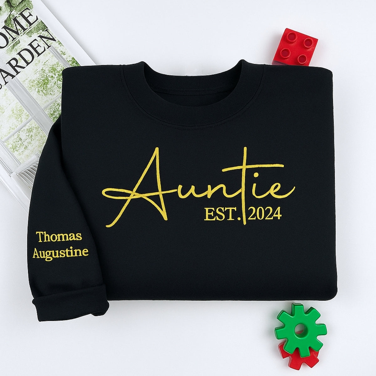 Personalized Auntie Sweatshirt with Kids Names - Custom Embroidered Gift