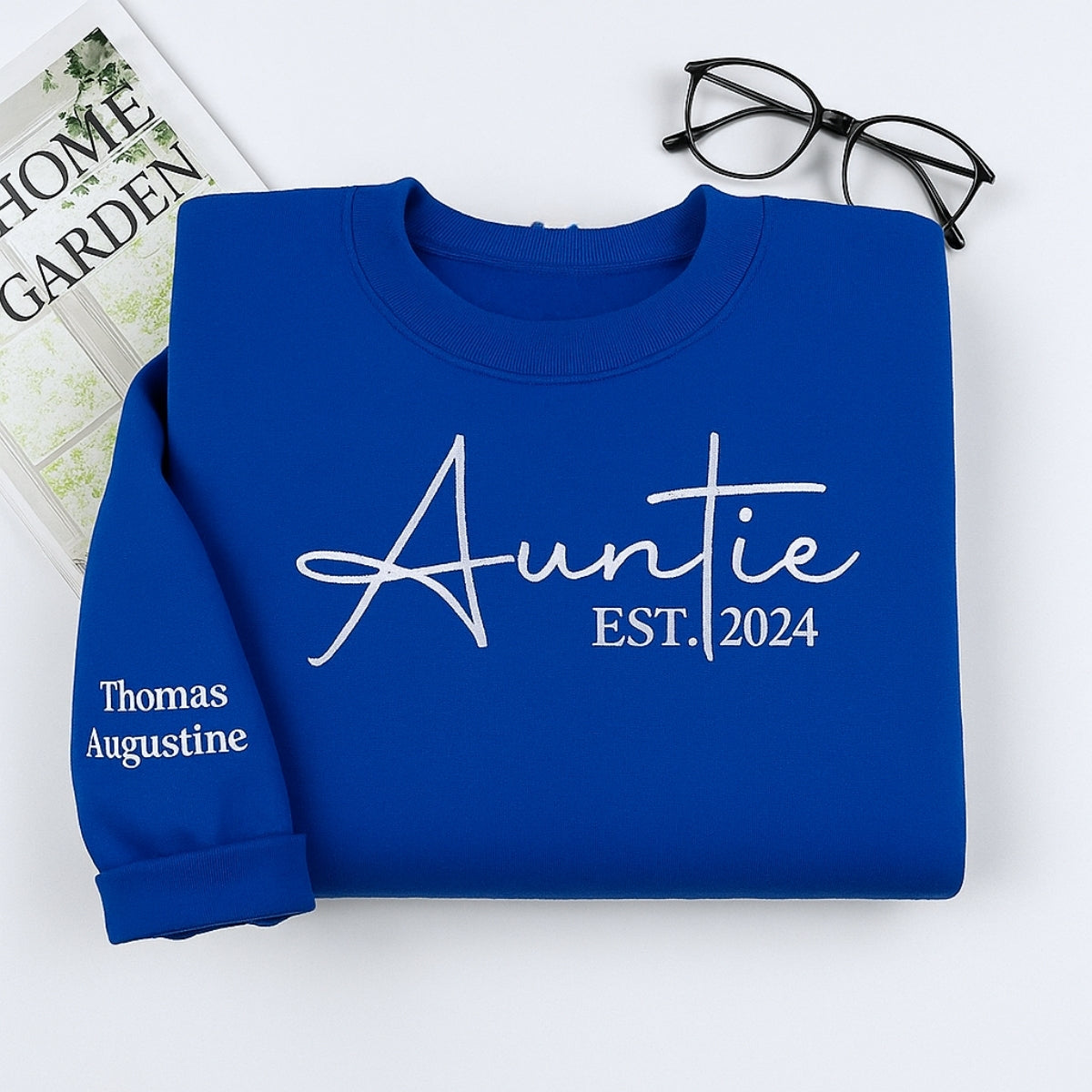 Personalized Auntie Sweatshirt with Kids Names - Custom Embroidered Gift