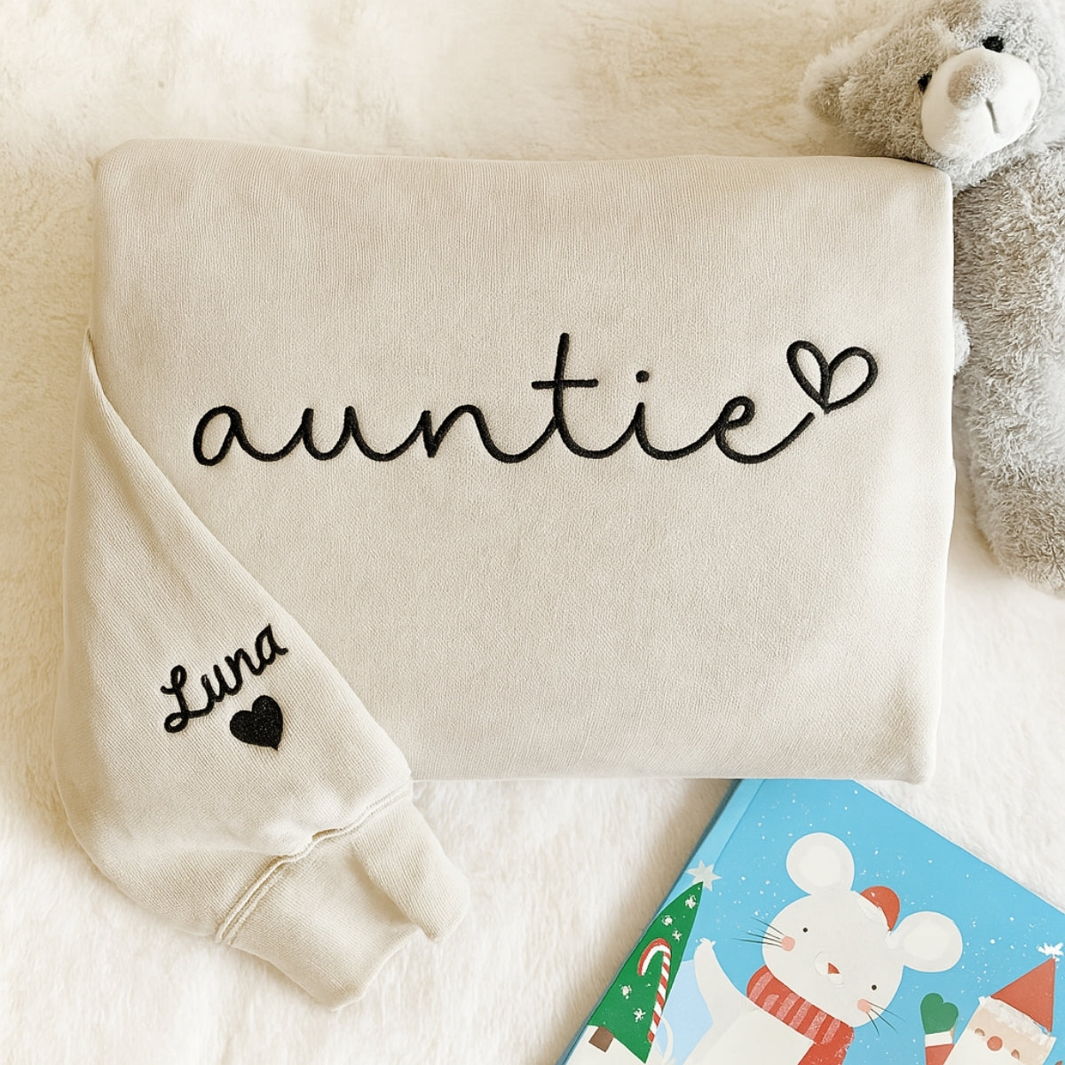 Personalized Aunt Sweatshirt with Niece Name - Custom Embroidered Gift