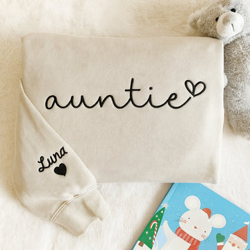 Personalized Aunt Sweatshirt with Niece Name - Custom Embroidered Gift