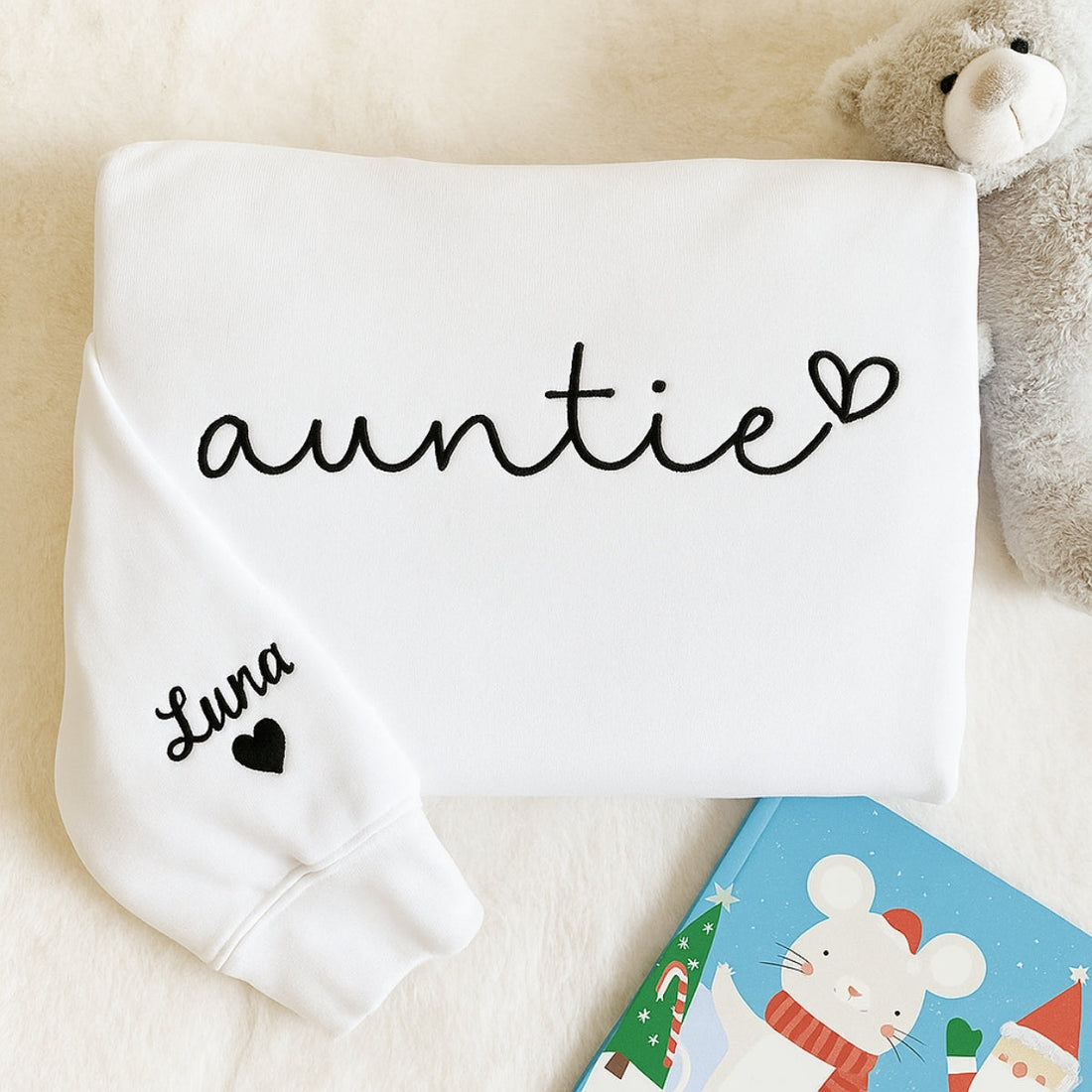 Personalized Aunt Sweatshirt with Niece Name - Custom Embroidered Gift