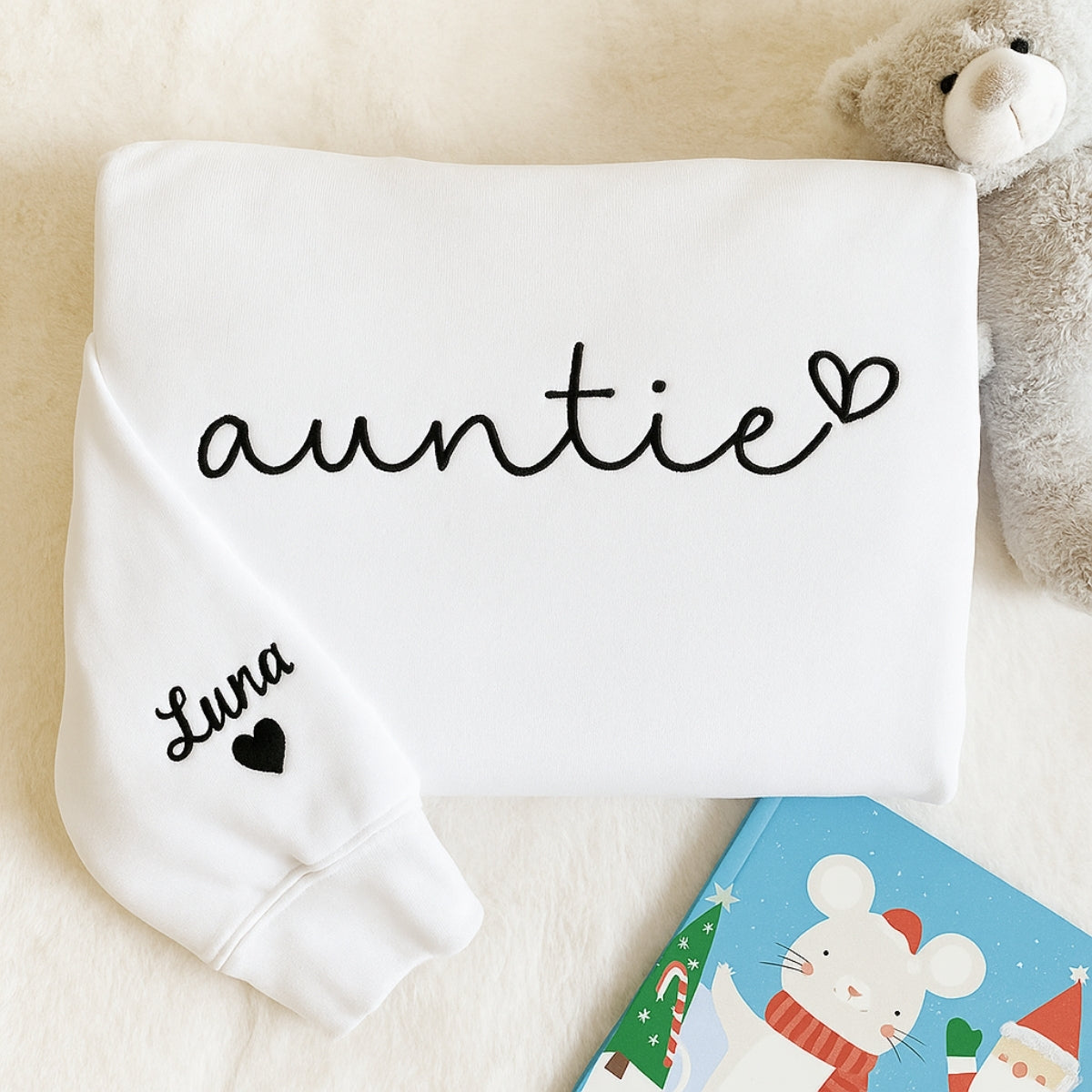 Personalized Aunt Sweatshirt with Niece Name - Custom Embroidered Gift