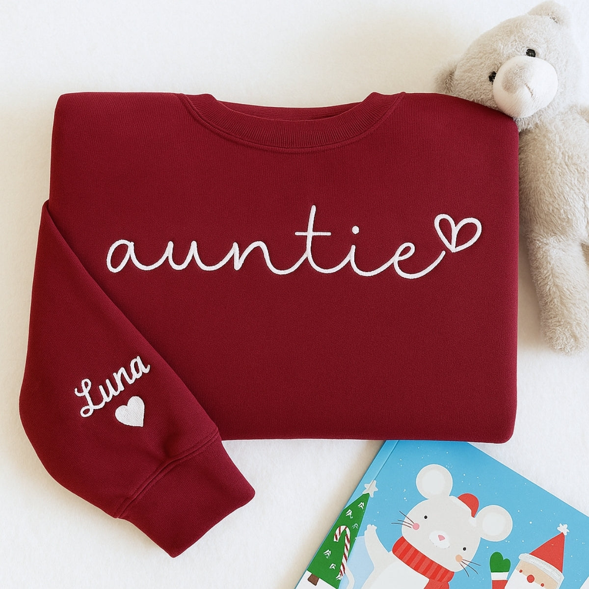Embroidered Niece Name Auntie Hoodie - Personalized Custom Aunt Gift Top