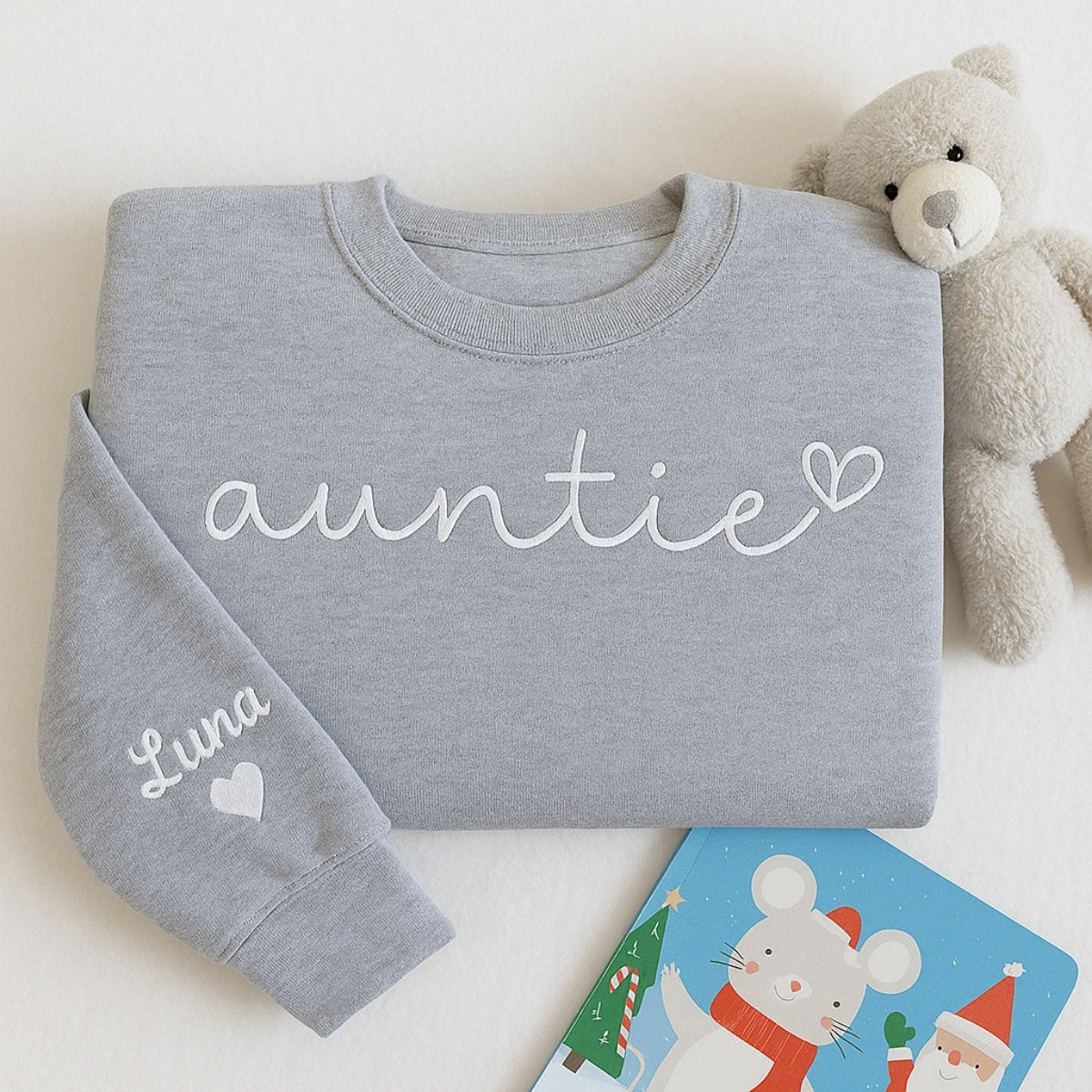 Personalized Aunt Sweatshirt with Niece Name - Custom Embroidered Gift
