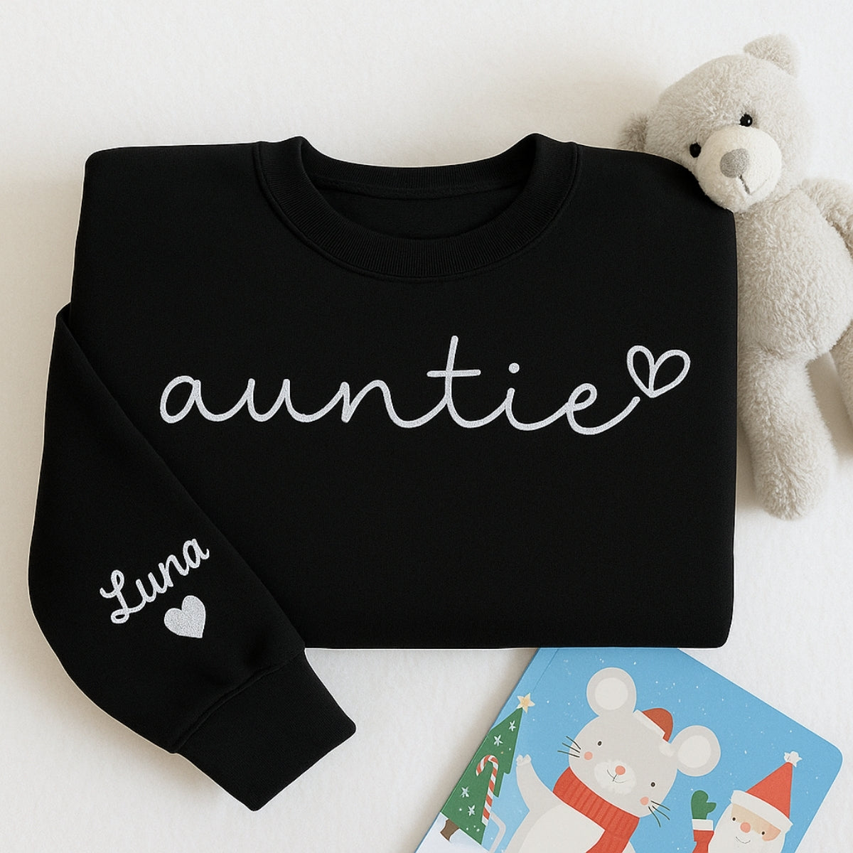 Embroidered Niece Name Auntie Hoodie - Personalized Custom Aunt Gift Top