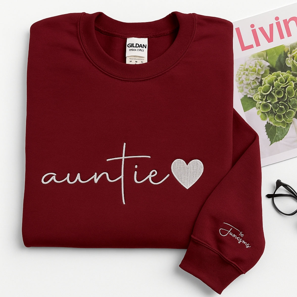 Embroidered Niece Name Auntie Hoodie - Personalized Custom Aunt Gift Top