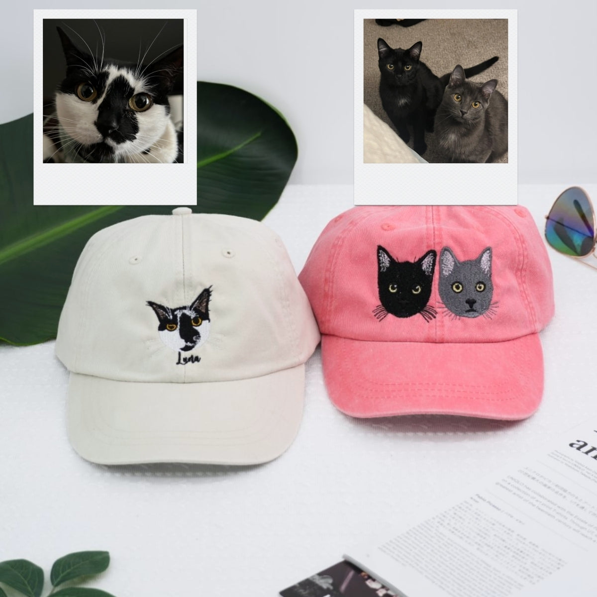 Personalized Cat Lover Cap - Custom Embroidered Pet Face Portrait Gift