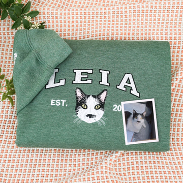 Personalized Cat Lover Varsity Sweatshirt - Custom Embroidered Pet Name