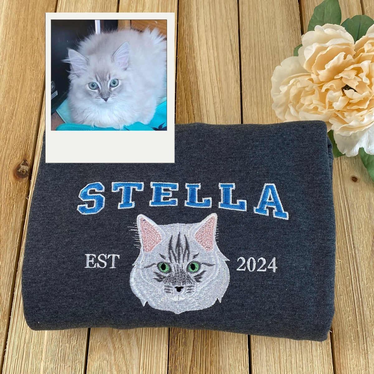 Personalized Cat Parent Varsity Hoodie - Custom Embroidered Pet Name