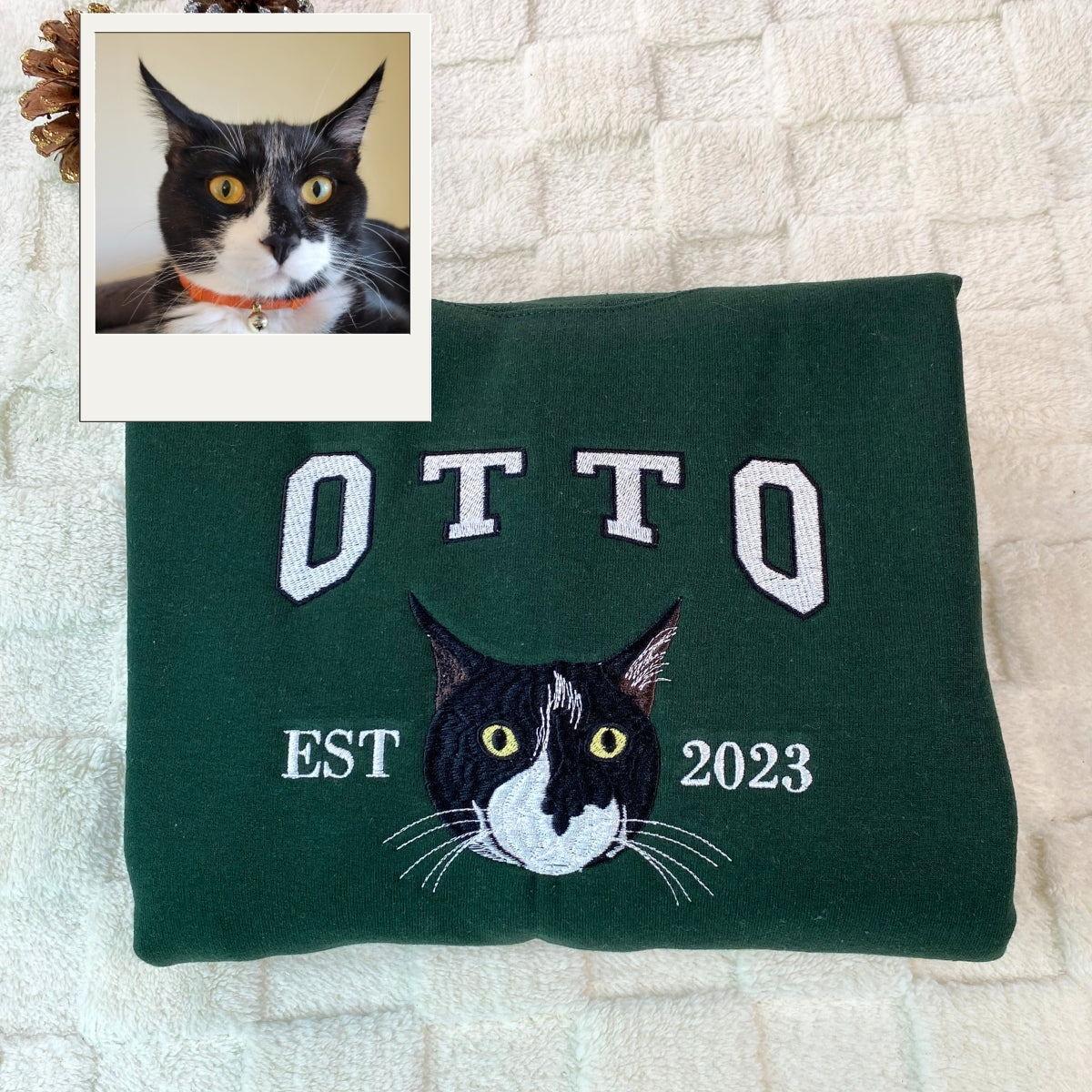 Personalized Cat Parent Varsity Hoodie - Custom Embroidered Pet Name