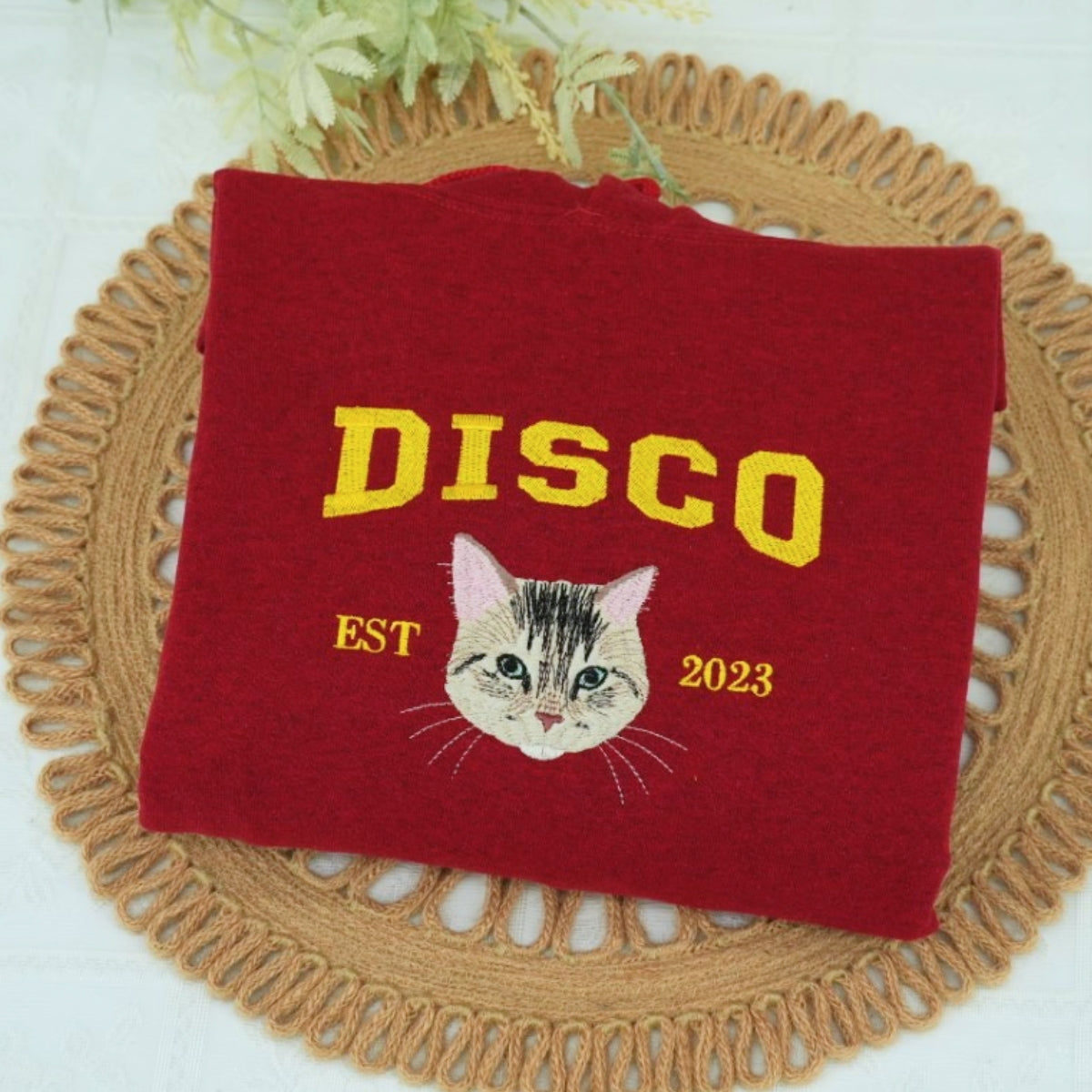 Custom Embroidered Pet Face Varsity Hoodie - Personalized Cat Lover Gift