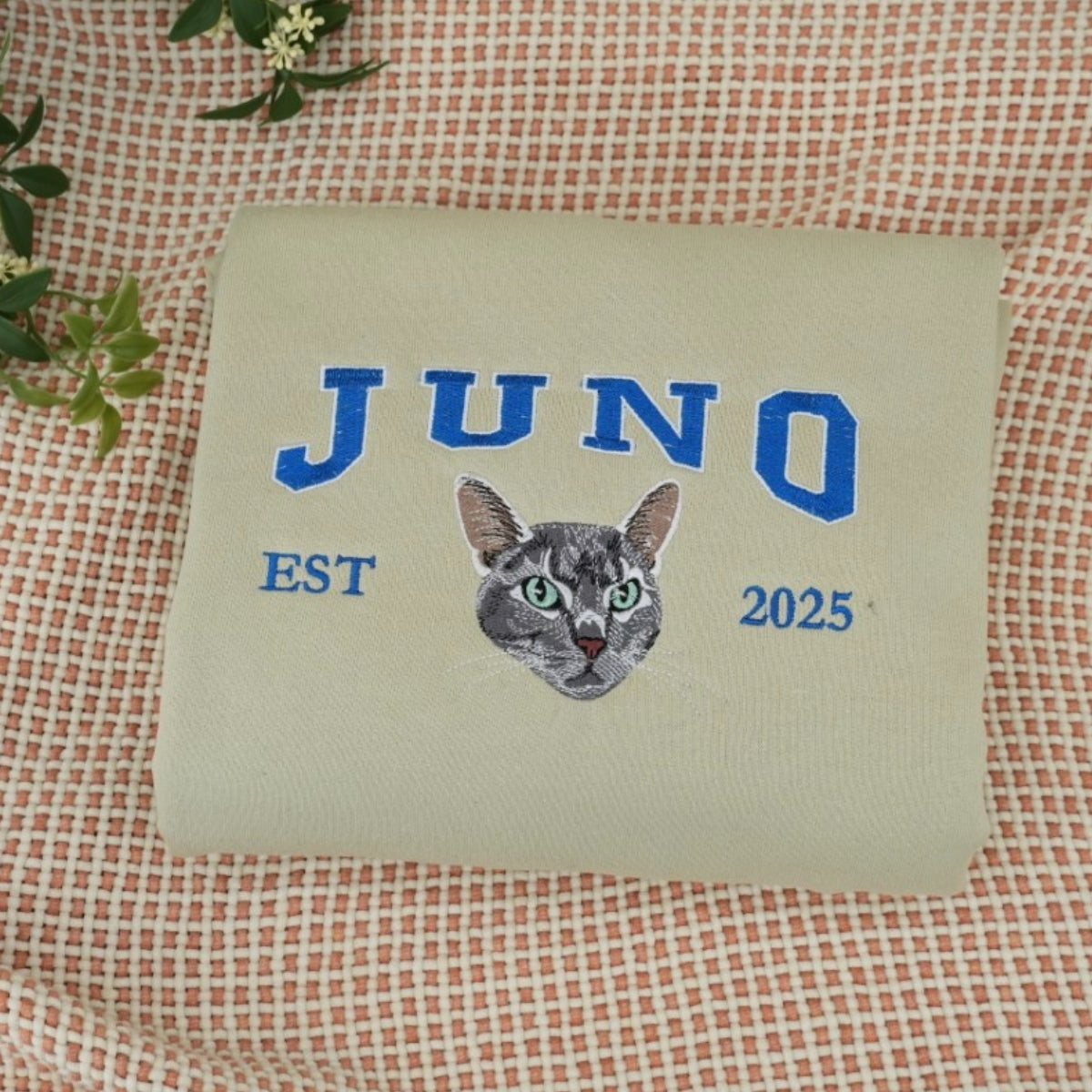 Personalized Cat Lover Hoodie - Custom Embroidered Pet Name Varsity Gift