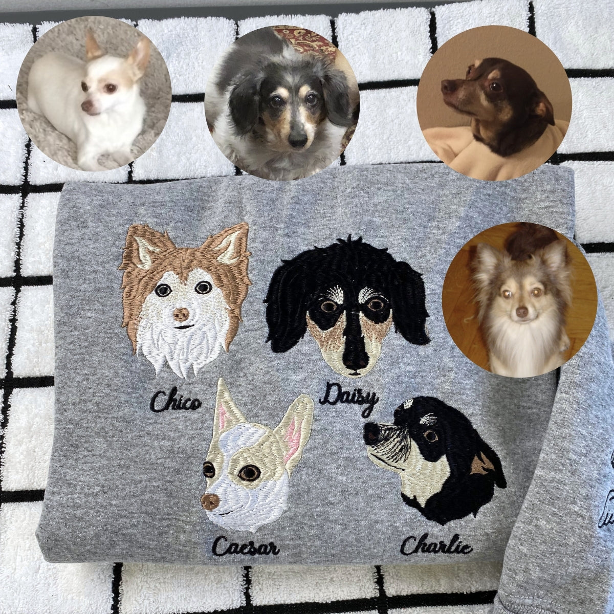 Personalized Dog Mom Hoodie - Custom Embroidered Pet Portrait Gift