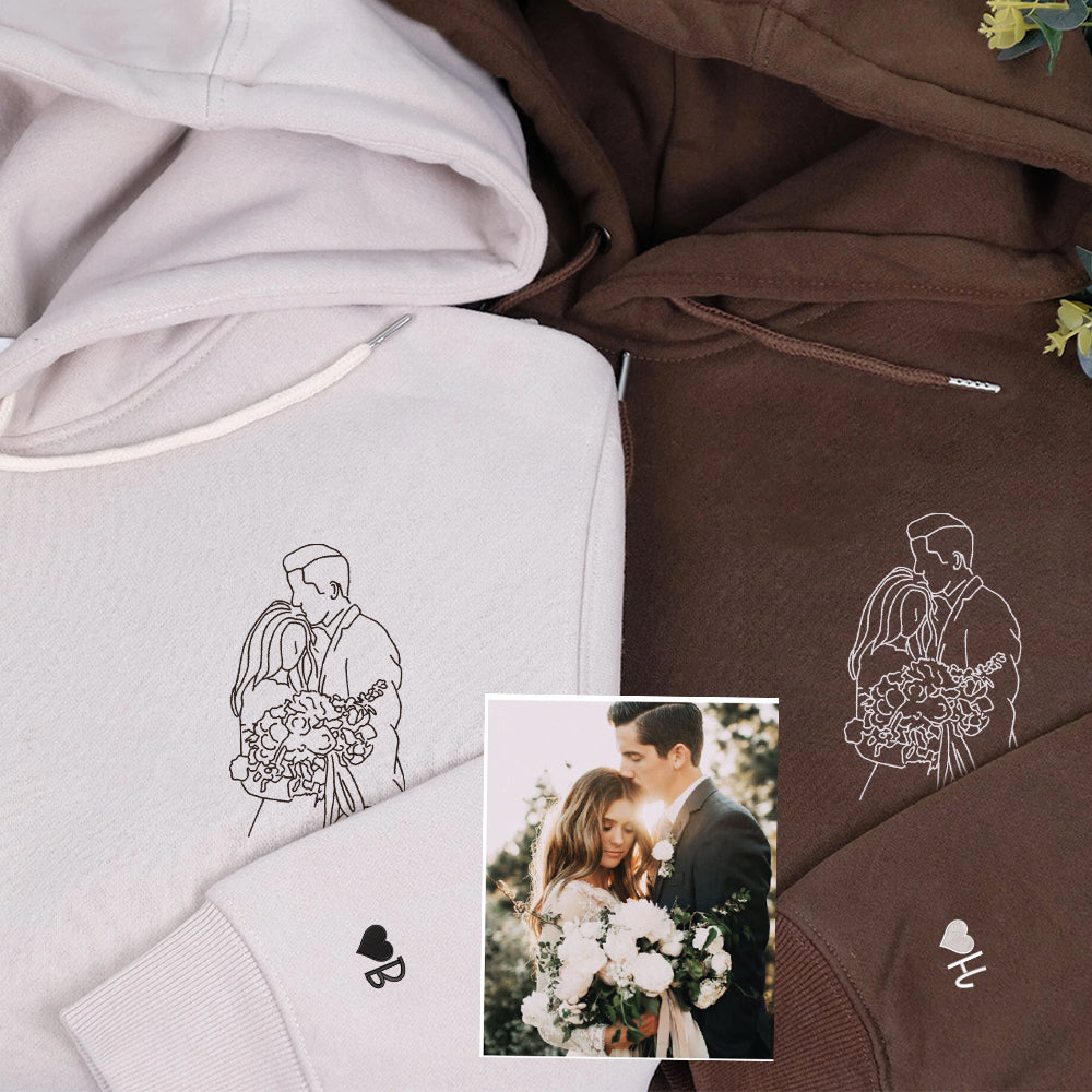 Personalized Photo Embroidery Hoodie - Custom Portrait Gift Sweatshirt