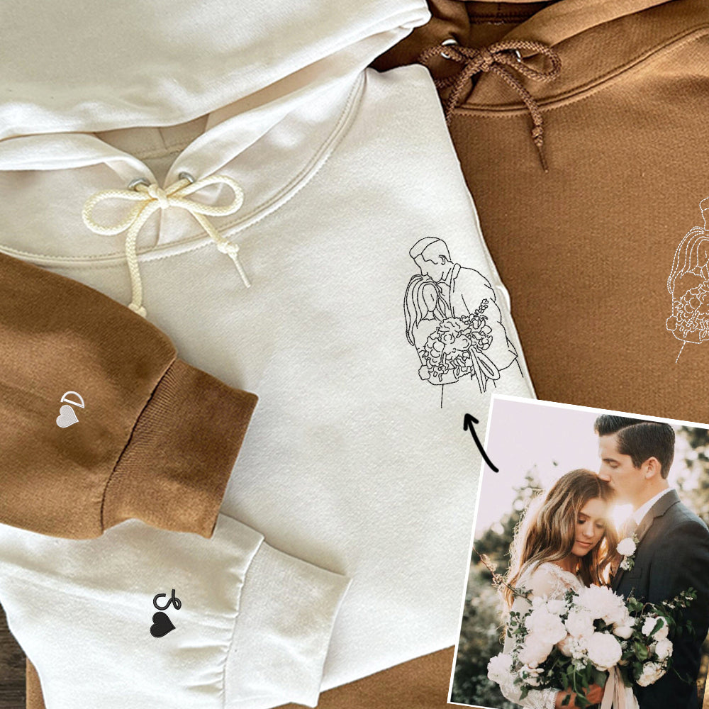 Personalized Photo Embroidery Hoodie - Custom Portrait Gift Sweatshirt