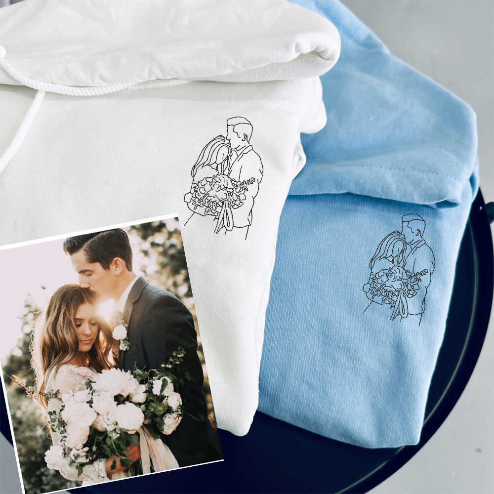 Personalized Photo Embroidery Hoodie - Custom Portrait Gift Sweatshirt