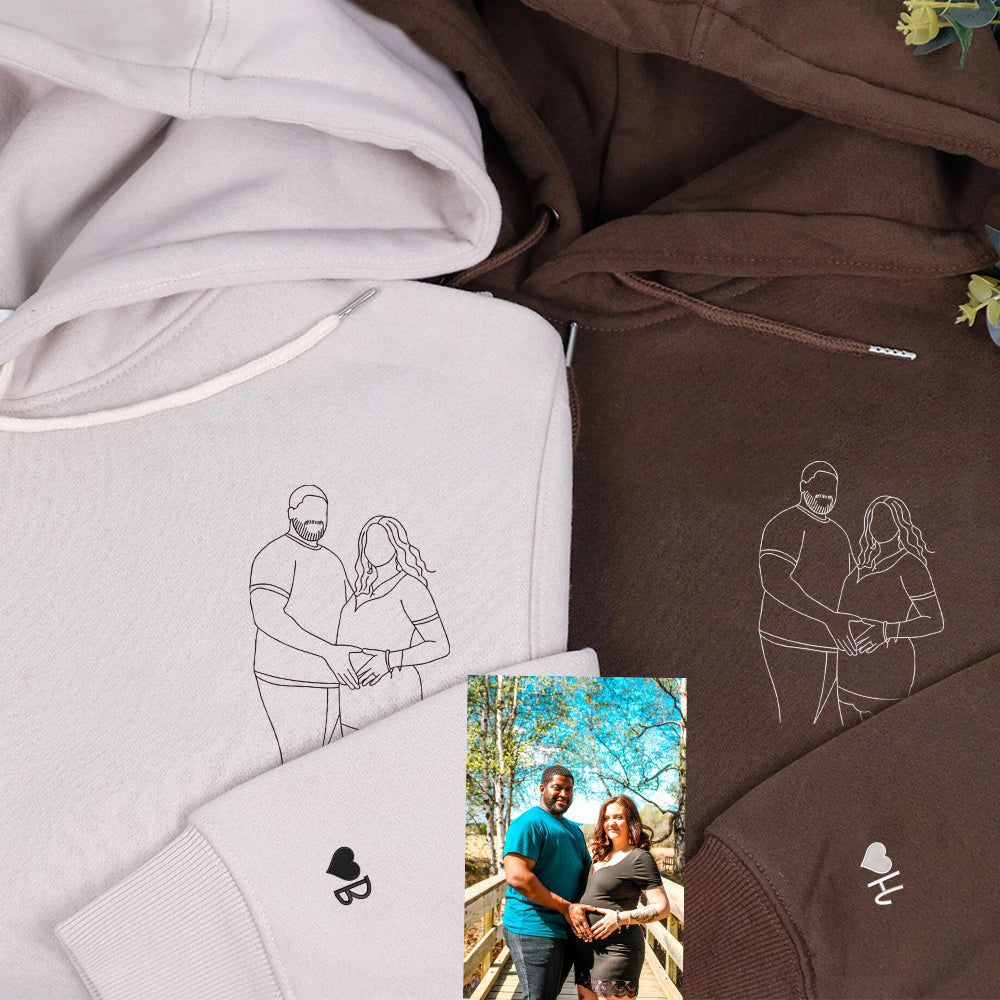 Embroidered Photo Sweatshirt - Personalized Anniversary Portrait Gift