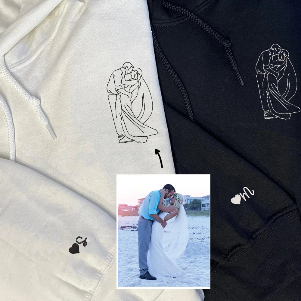 Personalized Couple Photo Sweatshirt - Custom Embroidered Portrait