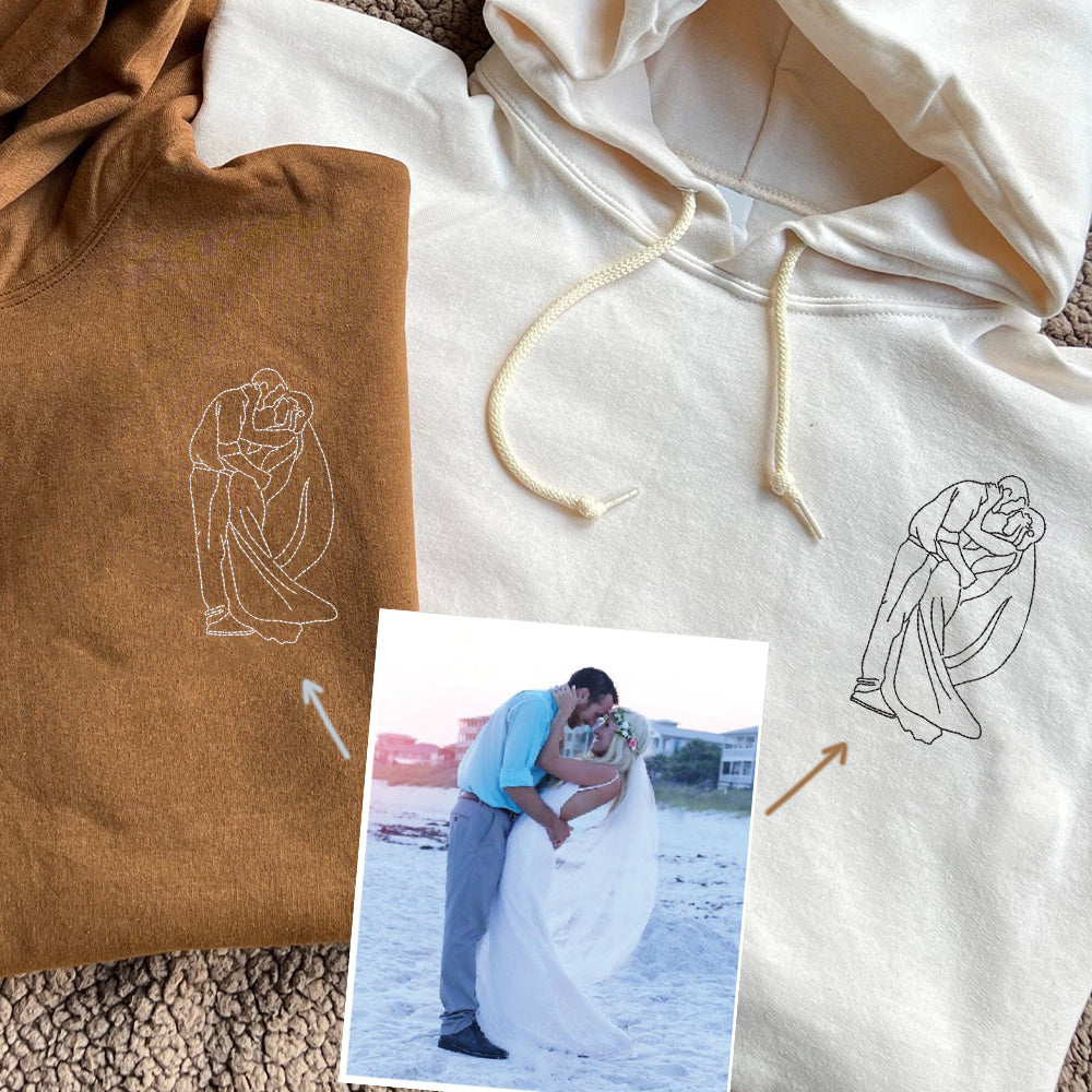 Personalized Couple Photo Sweatshirt - Custom Embroidered Portrait