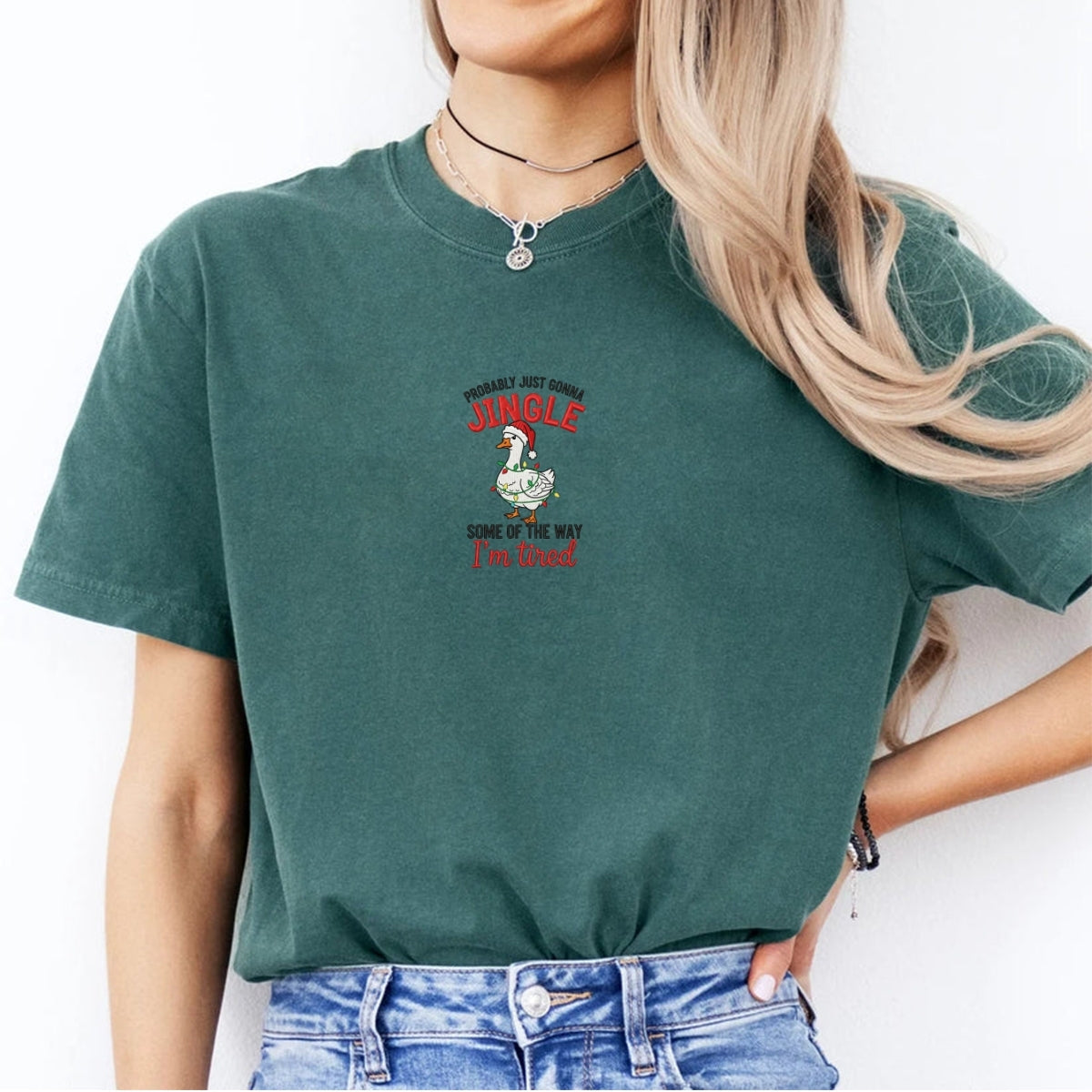 Funny Custom Embroidered Jingle All The Way Christmas Tee