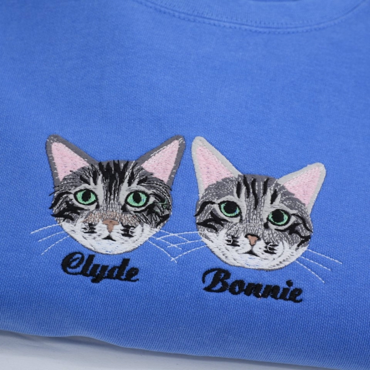 Personalized Cat Portrait Sweatshirt - Custom Embroidered Pet Faces Names