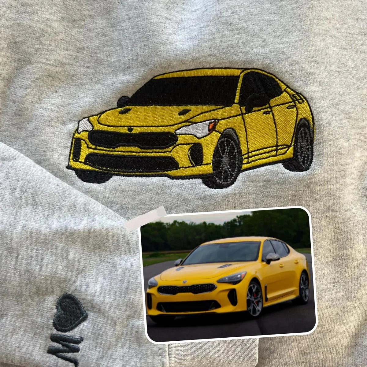 Embroidered Vehicle Portrait Hoodie - Custom Photo Car Enthusiast Gift