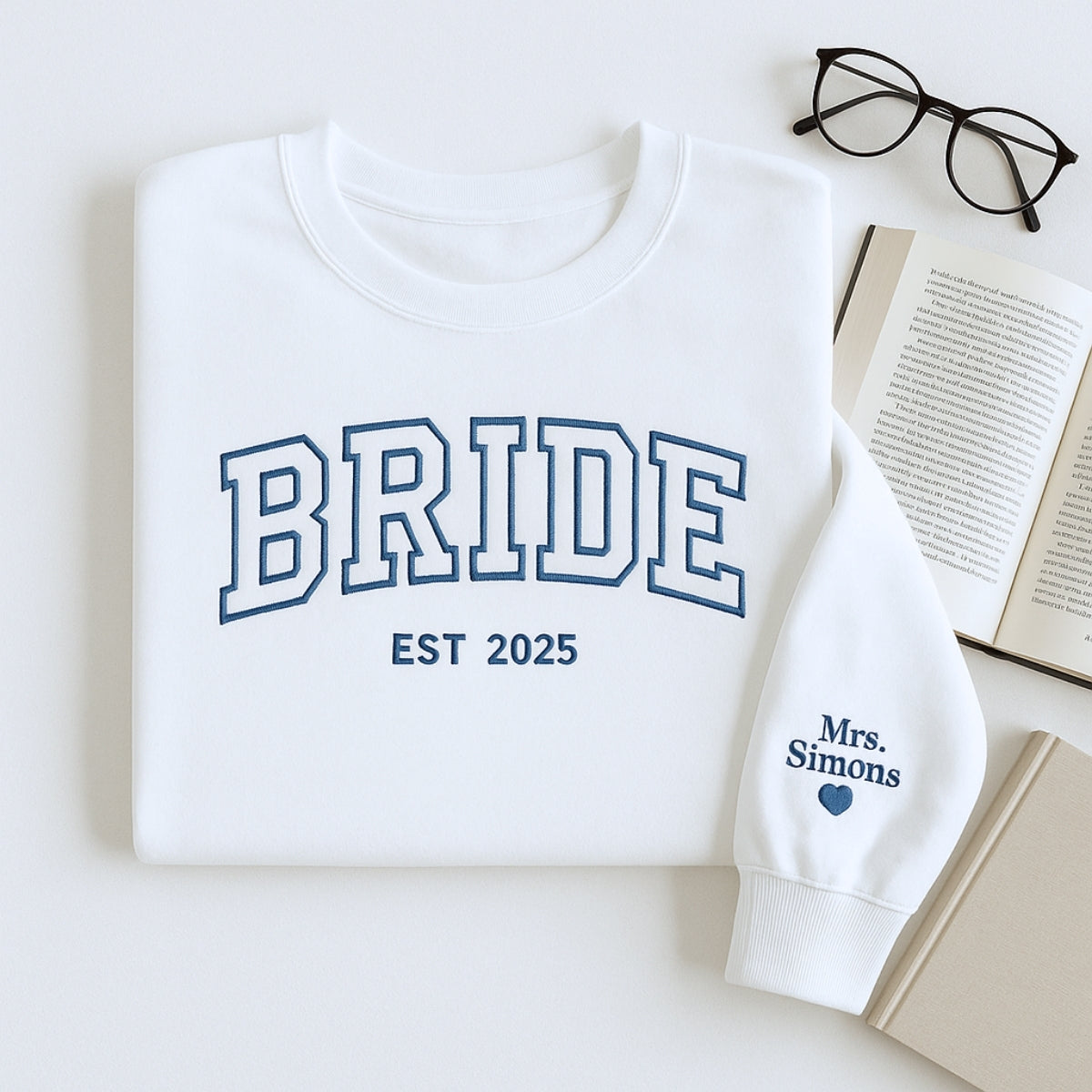 Personalized Bride Varsity Hoodie - Embroidered Wedding Apparel Bridal Gift