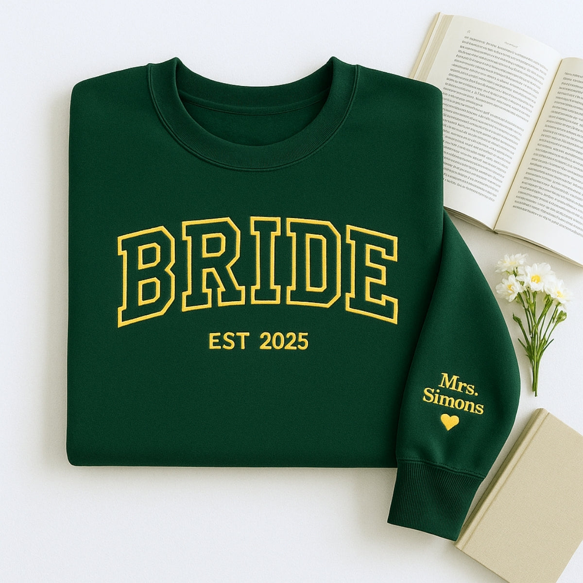 Personalized Bride Varsity Hoodie - Embroidered Wedding Apparel Bridal Gift