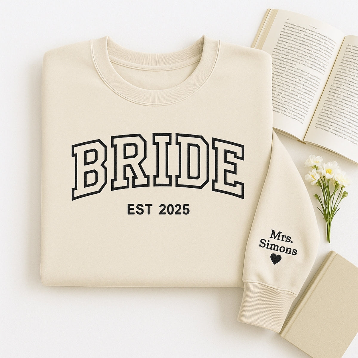 Personalized Bride Varsity Hoodie - Embroidered Wedding Apparel Bridal Gift