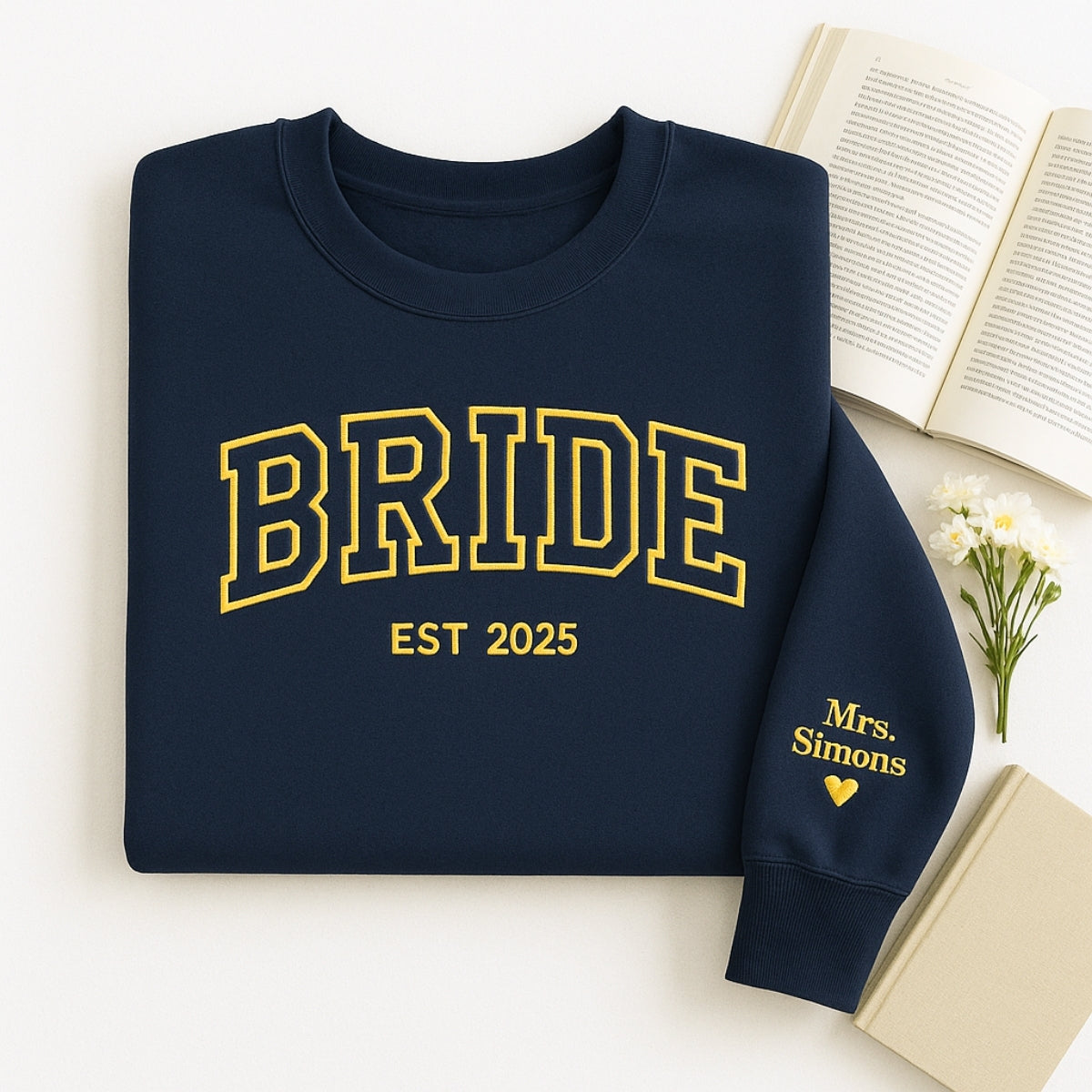Personalized Bride Varsity Hoodie - Embroidered Wedding Apparel Bridal Gift