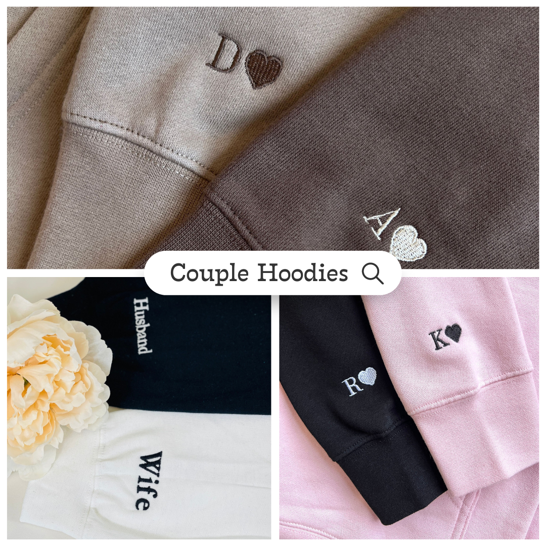 Personalized Wedding Portrait Hoodie - Custom Embroidered Couple Gift