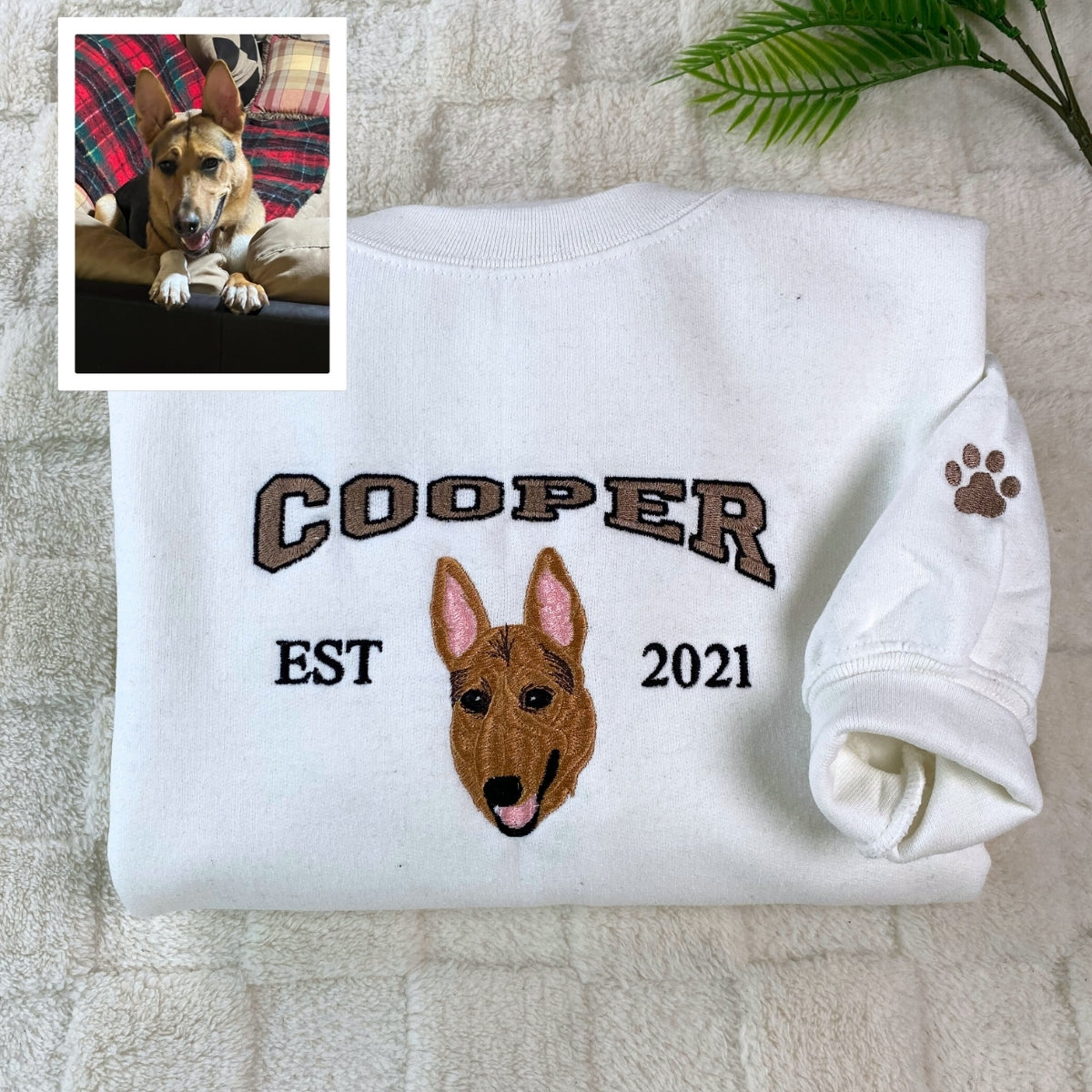 Personalized Dog Portrait Hoodie - Custom Embroidered Varsity Pet Parent