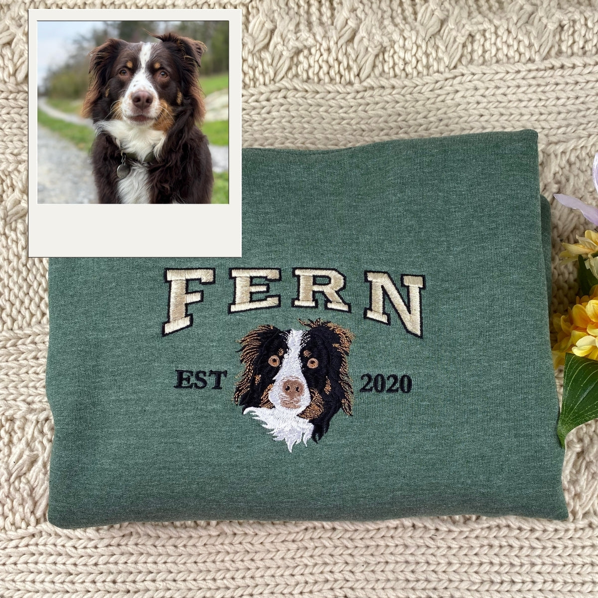 Personalized Dog Portrait Hoodie - Custom Embroidered Varsity Pet Parent
